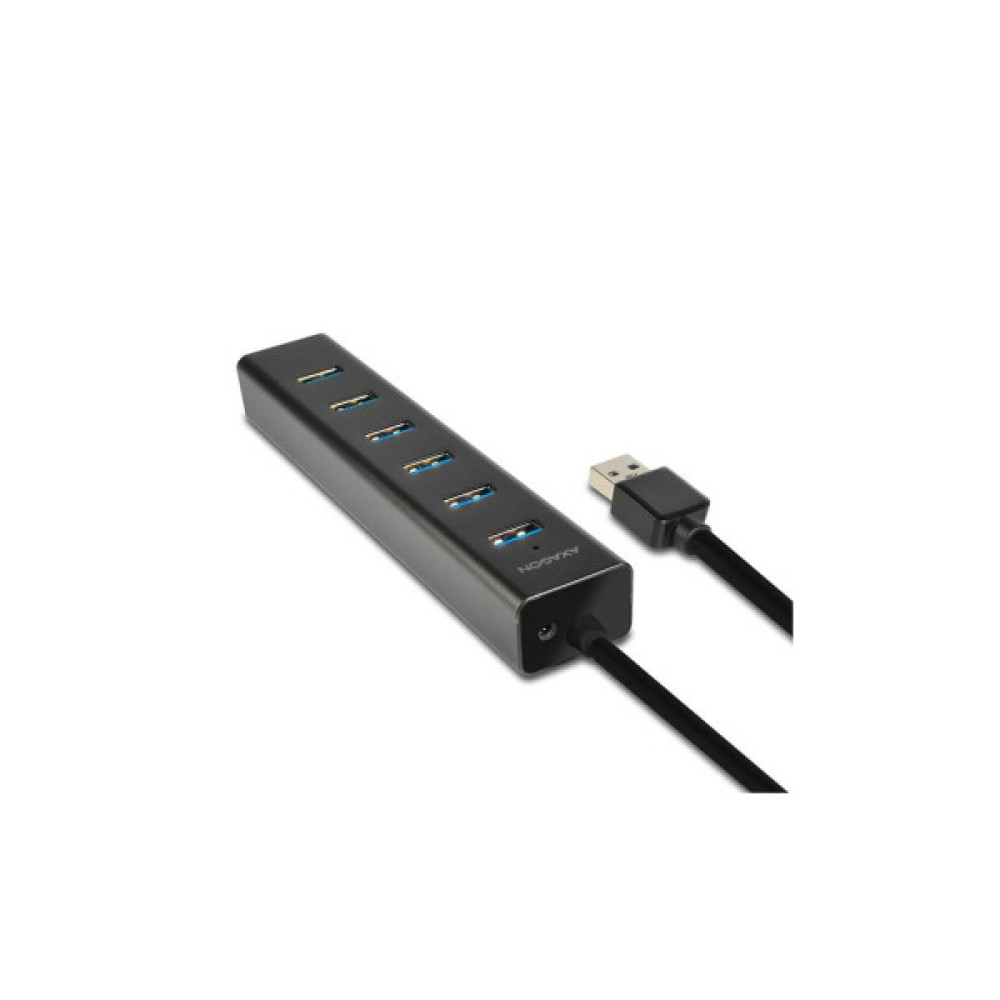 Концентратор AXAGON USB 3.1 to 7xUSB 3.0 + power adapter black (HUE-SA7BP)
