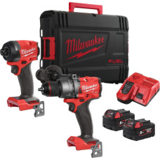 Набір із двох акумуляторних інструментів Milwaukee M18 M18FPP2A3-502X шурупокрут-дриль M18 FPD3-0X гвинтоверт ударний M18 FID3-0X акб М18 1х5А·год ЗП M12-18FC TURBO кейс
