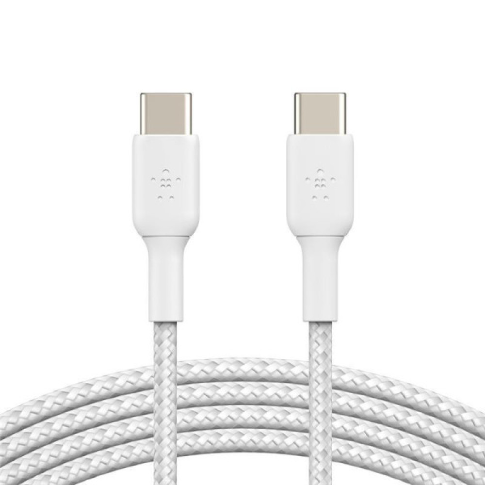 Кабель Belkin USB-C > USB-C заряджання/синхронізації 60Вт PD, 1м, плетений, білий