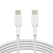Кабель Belkin USB-C > USB-C заряджання/синхронізації 60Вт PD, 1м, плетений, білий