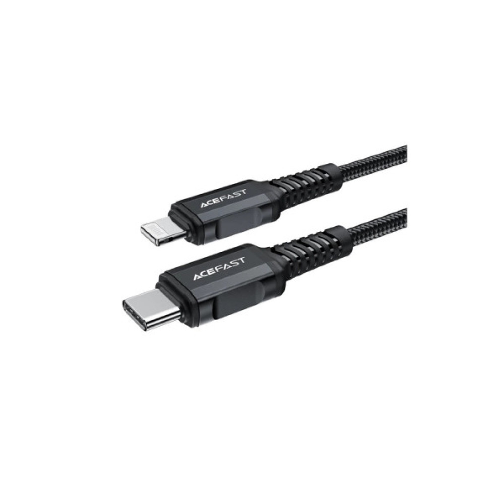 Дата кабель USB-C to Lightning 1.8m 30W 3A nylon black Acefast (6974316281306)