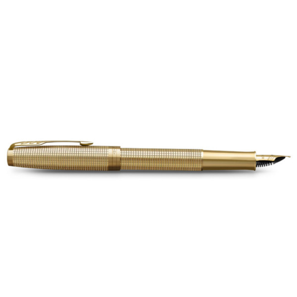 Ручка пір'яна Parker SONNET 17 SE Cisele Gold GT FP18 F + бархатний чохол (68 611)