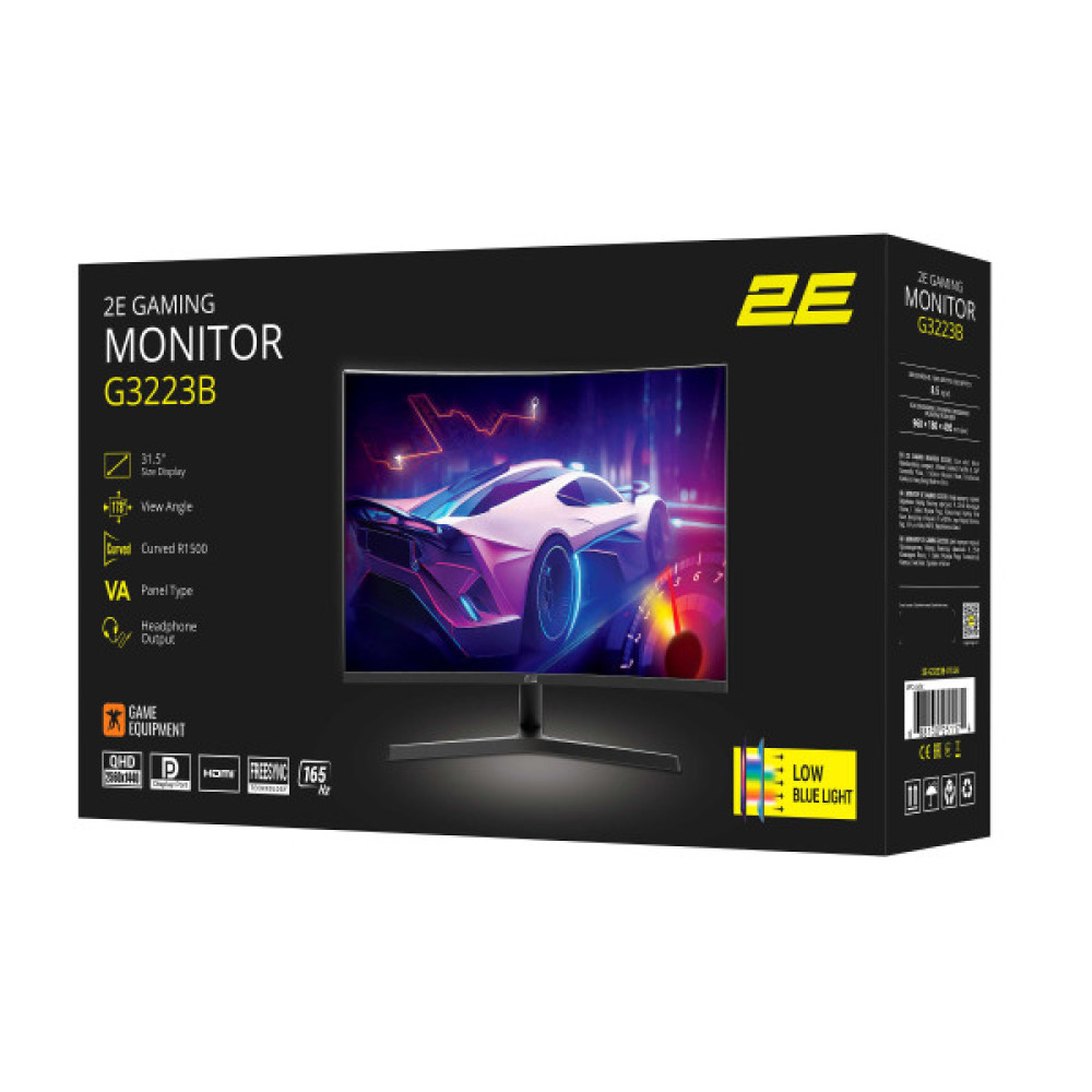 Монітор 2E GAMING 31.5" G3223B 2xHDMI, DP, VA, 2560x1440, 165Hz, 1ms, CURVED, FreeSync, HAS
