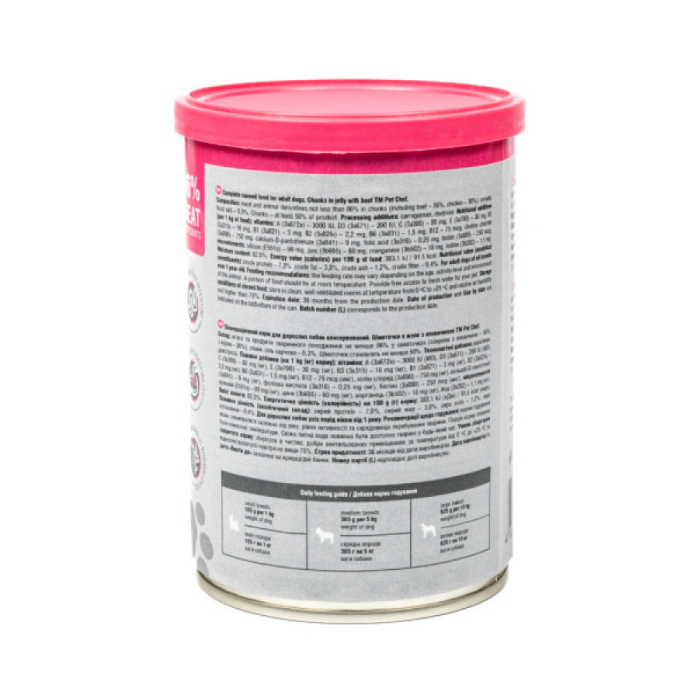 Вологий корм для собак Pet Chef З яловичиною 415 г (4820255193618)