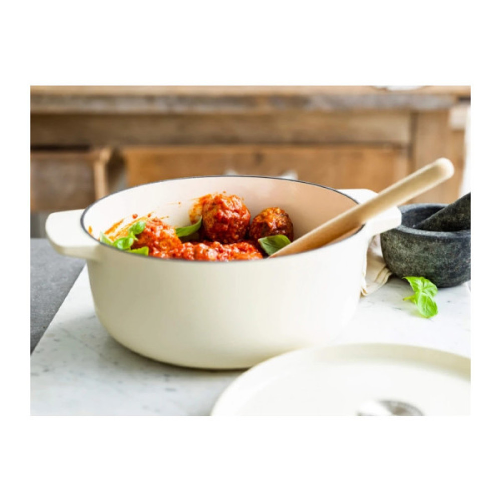 Каструля KitchenAid чавунна з кришкою 5,2 л Мигдалевий крем (CC006059-001)