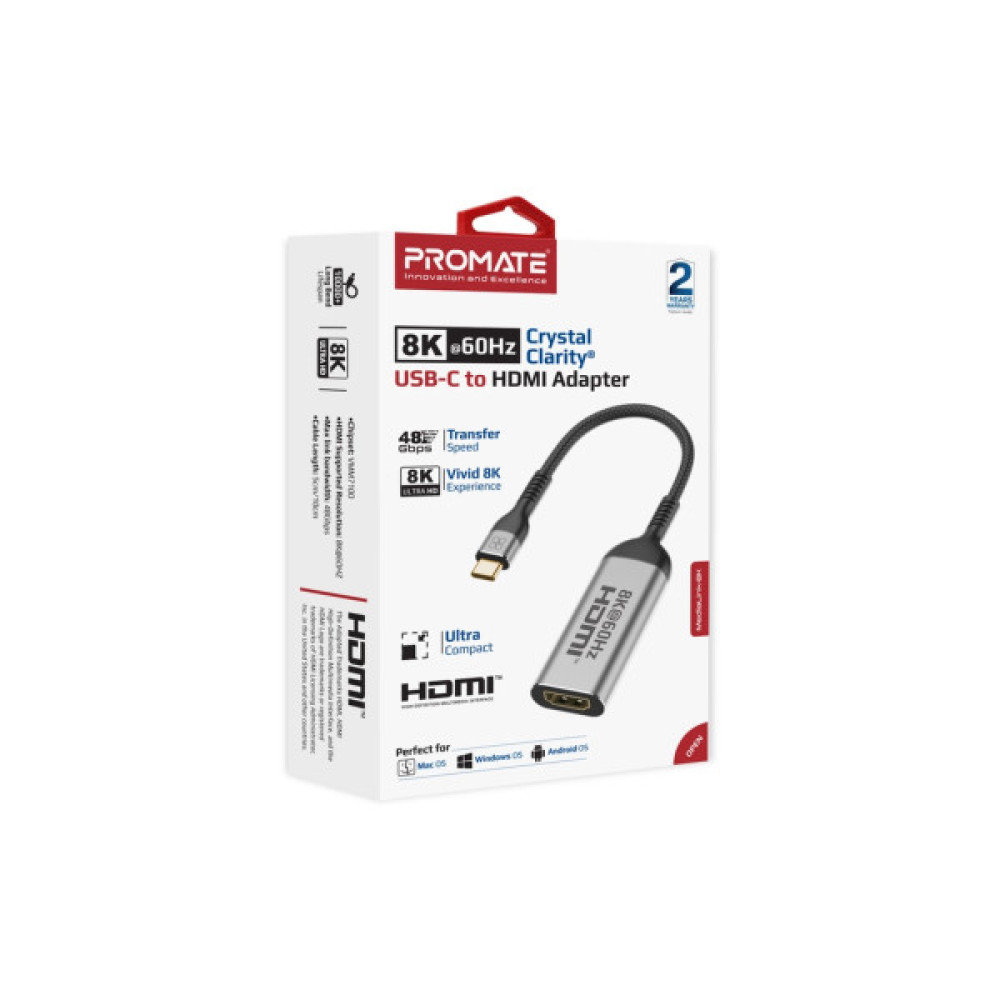 Адаптер USB-C to HDMI M 2.0m Promate (medialink-8k.grey)