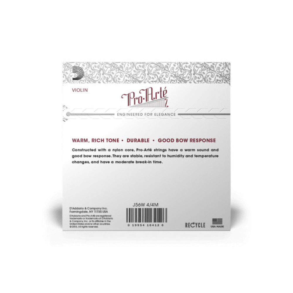 Струни для скрипки D'Addario Pro-Arte Violin String Set With Wound E 4/4 Scale Medium Tension (J56W 4/4M)