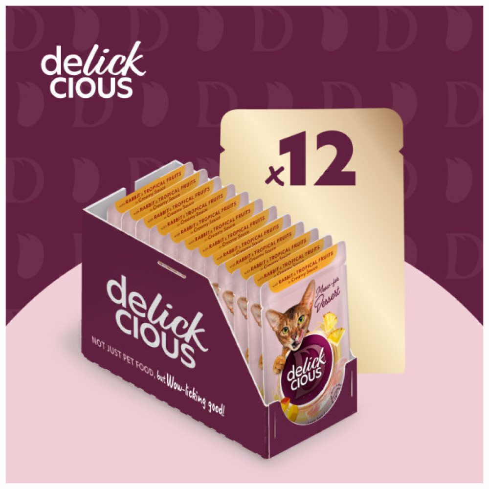 Вологий корм для кішок Delickcious Пластівці з качкою та лісовими ягодами у вершковому соусі 80 г (4820269141834)