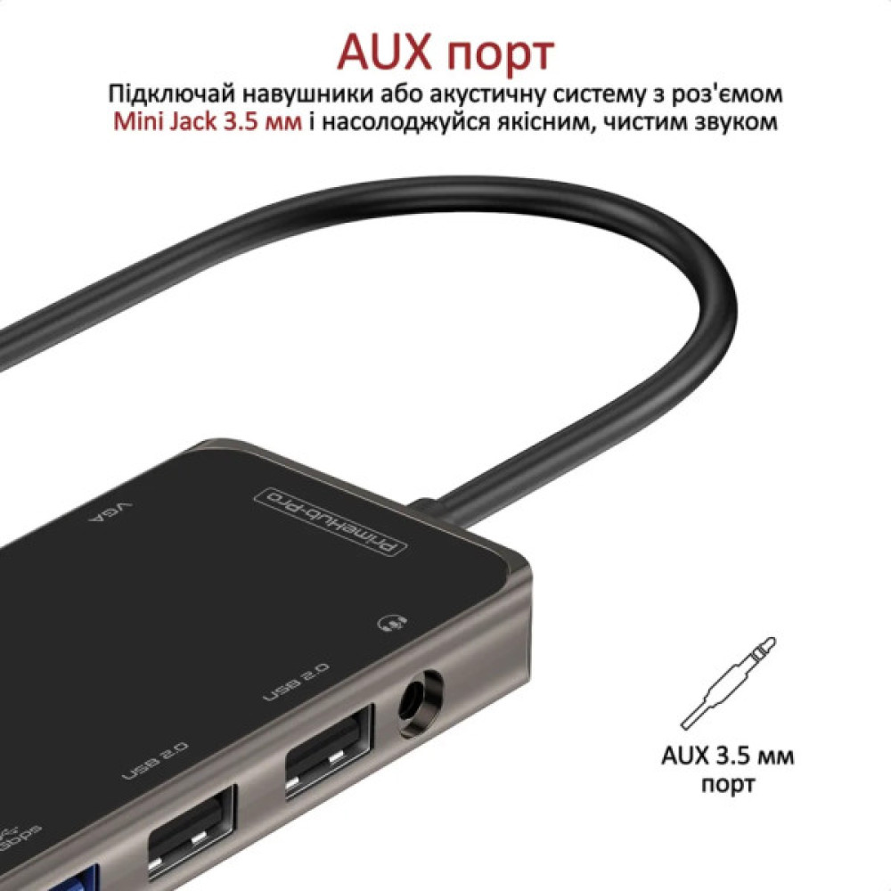 Концентратор Promate USB-C 11-in-1 Promate primehub-pro.grey (primehub-pro.grey)