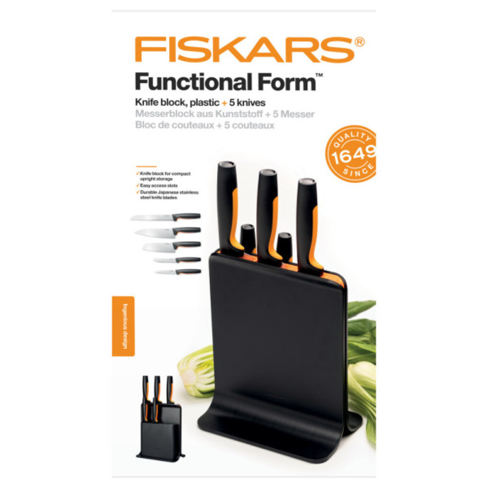 Набір ножів Fiskars Functional Form з чорною підставкою 5 шт (1057554)