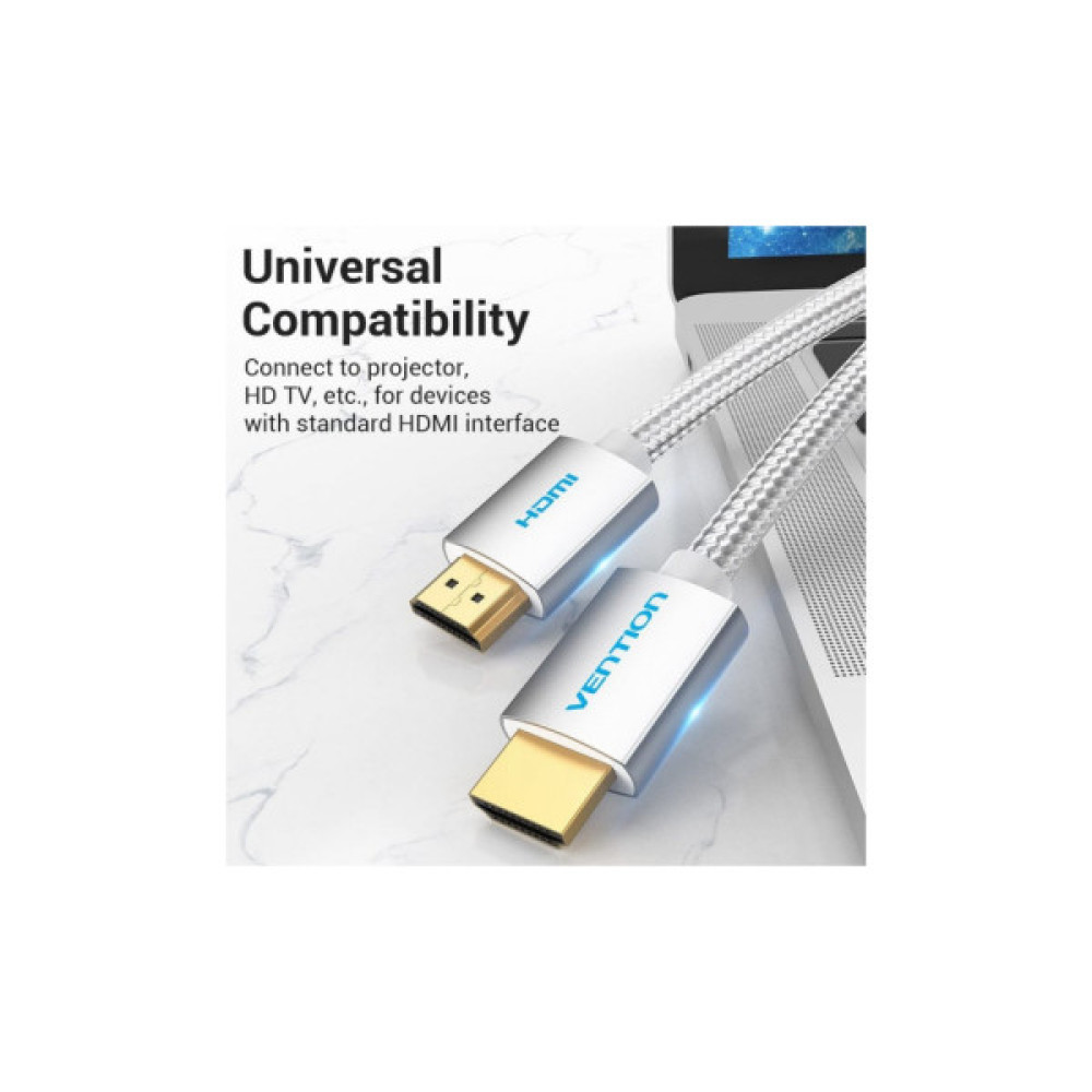 Кабель мультимедійний HDMI M to HDMI M 5.0m V2.1 4K60Hz braided aluminum alloy gray Vention (AABIJ)