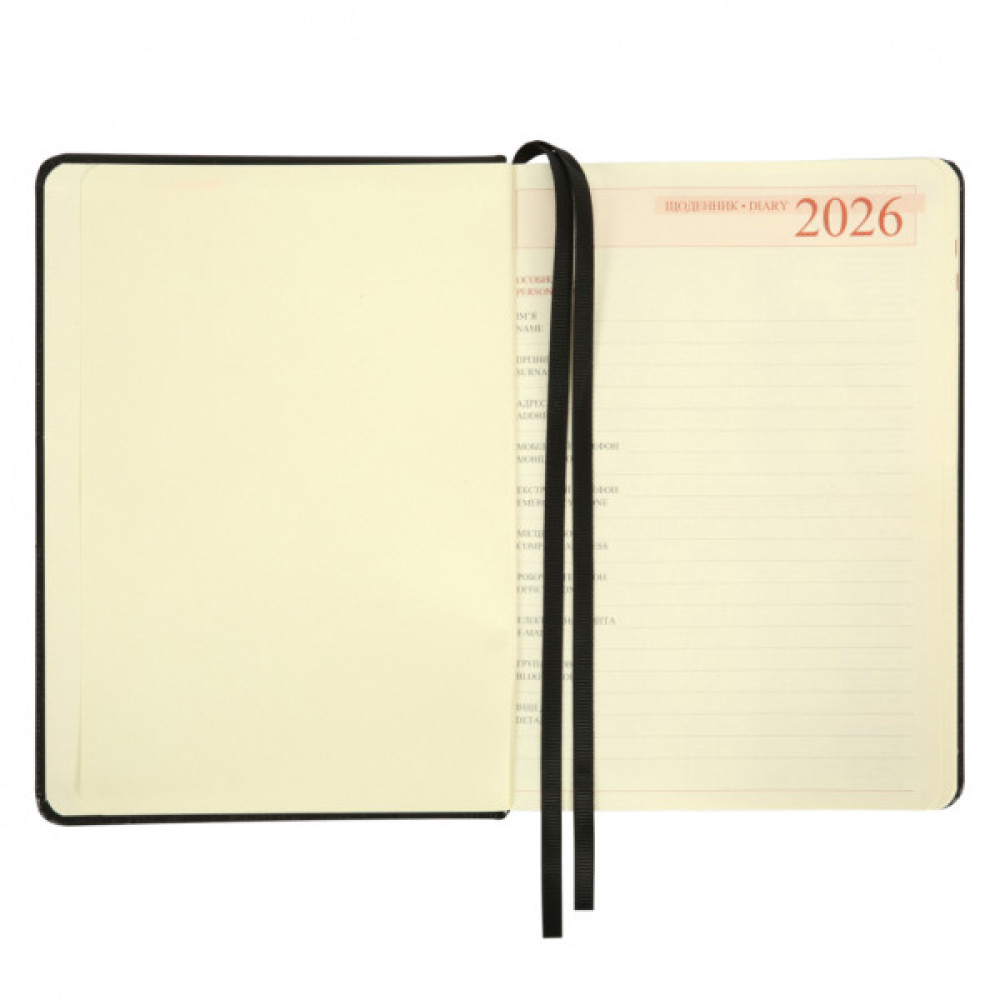 Тижневик Leo planner А5 датований 2026 "Persona", твердий, чорний, 368 сторінок (252665)