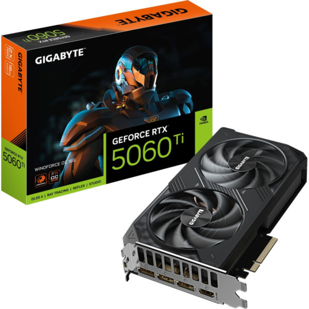 Відеокарта GIGABYTE GeForce RTX5060Ti 16Gb WINDFORCE OC (GV-N506TWF2OC-16GD)