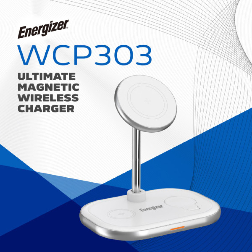 Зарядний пристрій Energizer 15W 3-in-1 magnetic wireless white (WCP303)