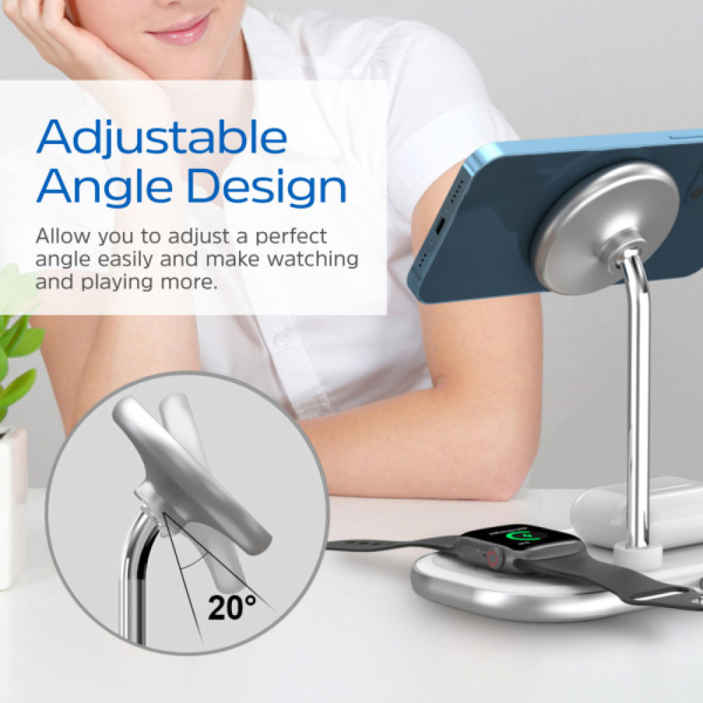 Зарядний пристрій Energizer 15W 3-in-1 magnetic wireless white (WCP303)