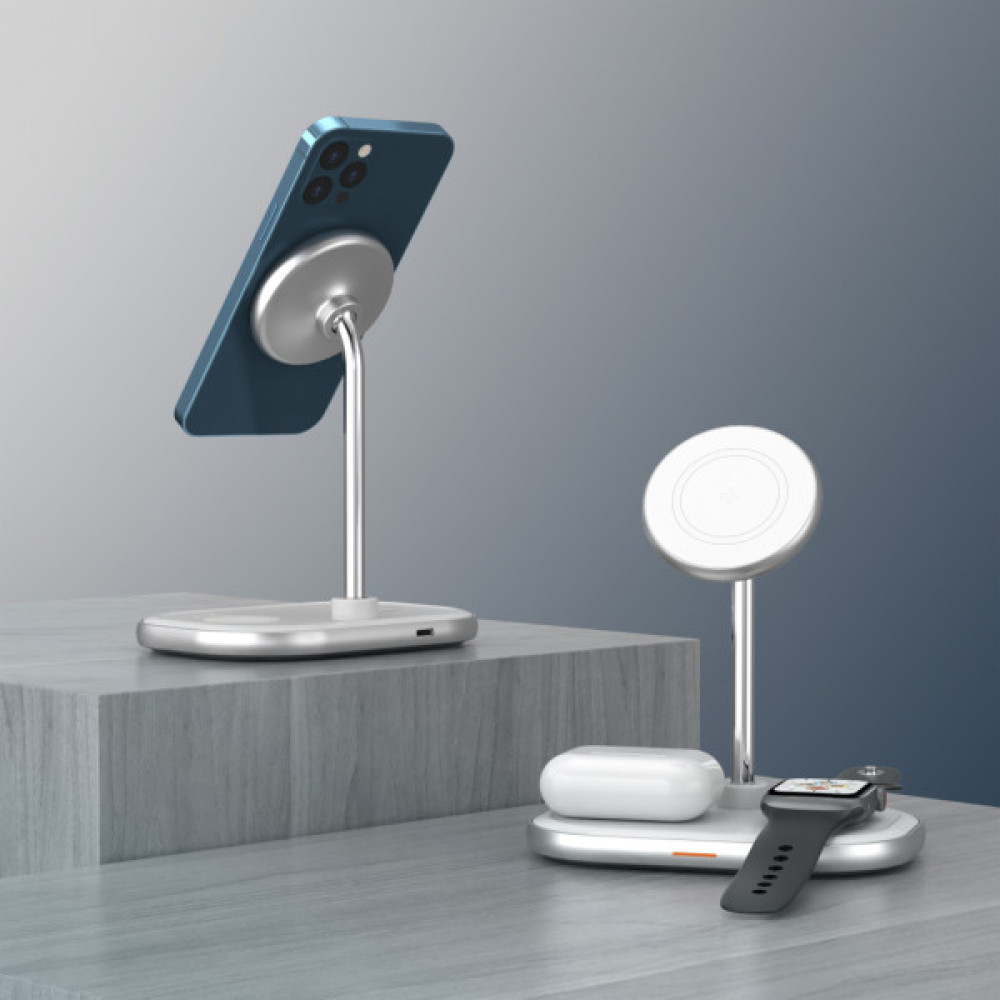 Зарядний пристрій Energizer 15W 3-in-1 magnetic wireless white (WCP303)