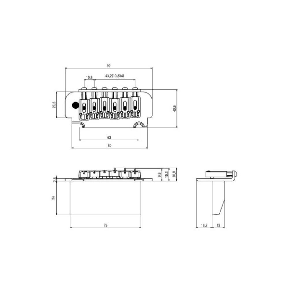 Бридж для гітари Paxphil BS108C Chrome
