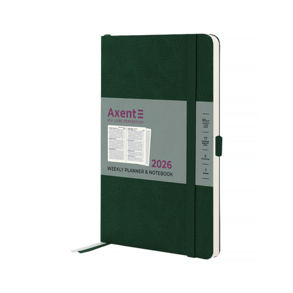 Тижневик Axent датований 2026 Partner Soft Skin 125х195, темно-зелений (8509-26-23-A)