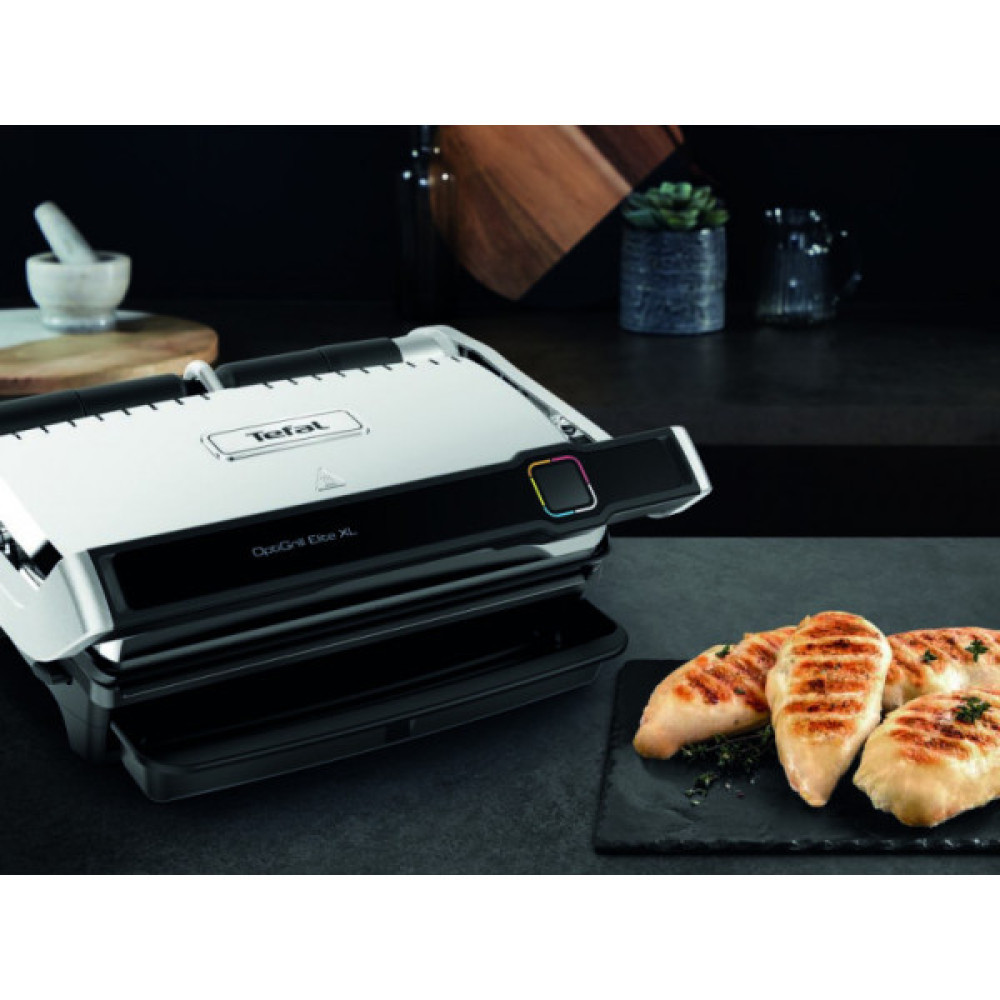 Гриль Tefal прижимний OptiGrill Elite XL 2200Вт, темп. режимів-16, з`ємні пластини, метал