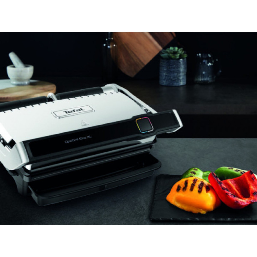 Гриль Tefal прижимний OptiGrill Elite XL 2200Вт, темп. режимів-16, з`ємні пластини, метал