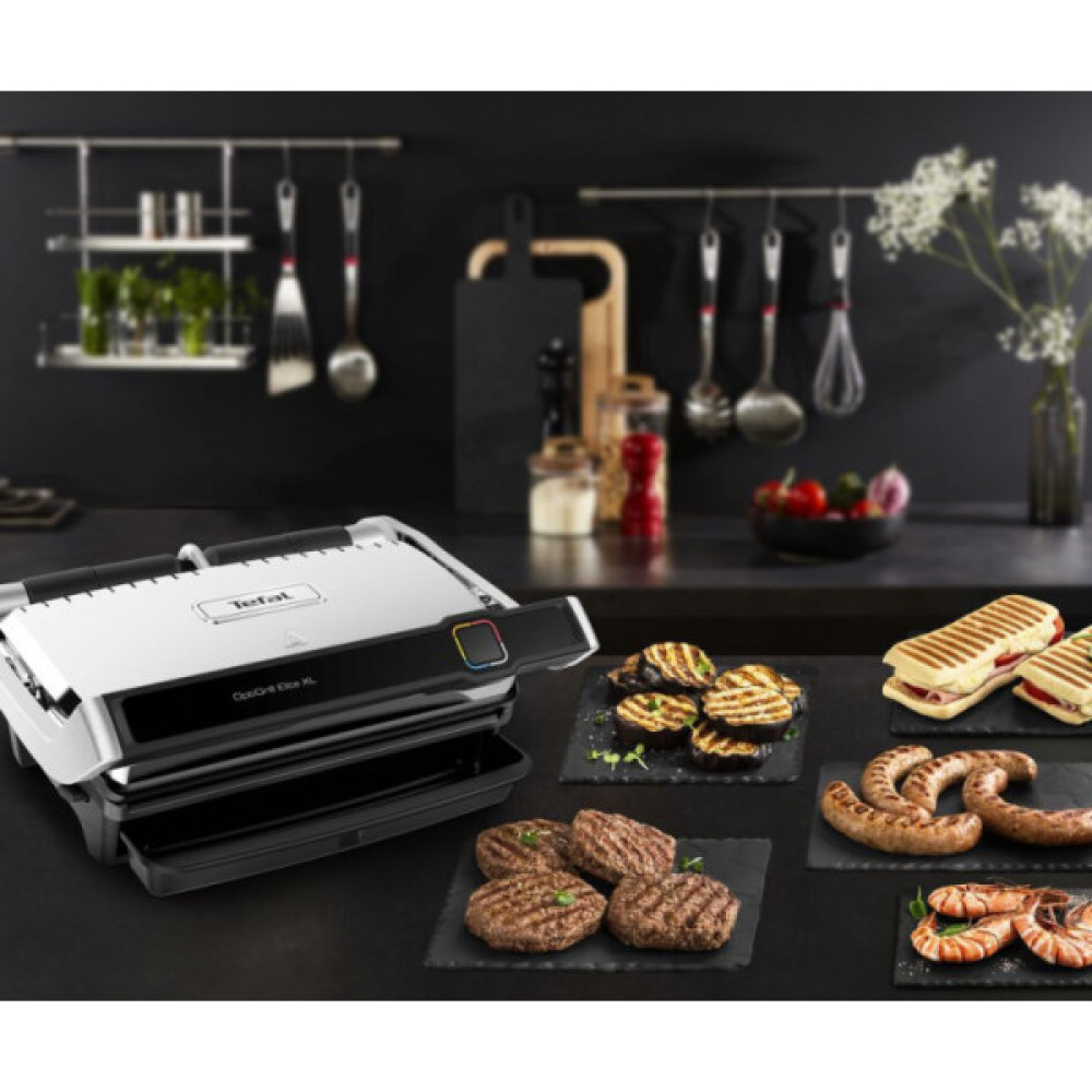 Гриль Tefal прижимний OptiGrill Elite XL 2200Вт, темп. режимів-16, з`ємні пластини, метал
