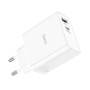 Зарядний пристрій HOCO C113A Awesome 1xUSB-C PD65W + 1xUSB QC3.0 White (6931474790910)