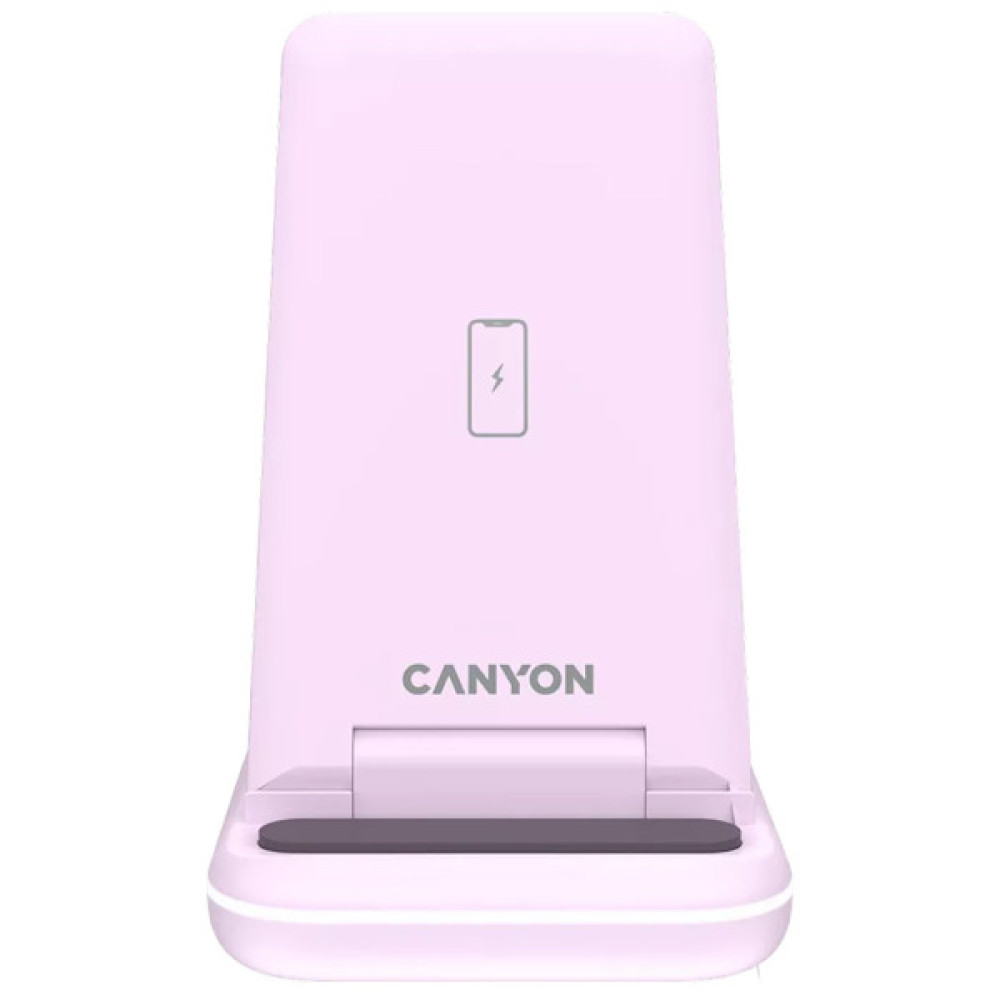 Зарядний пристрій Canyon WS-304 Foldable 3in1 Wireless charger Iced Pink (CNS-WCS304IP)
