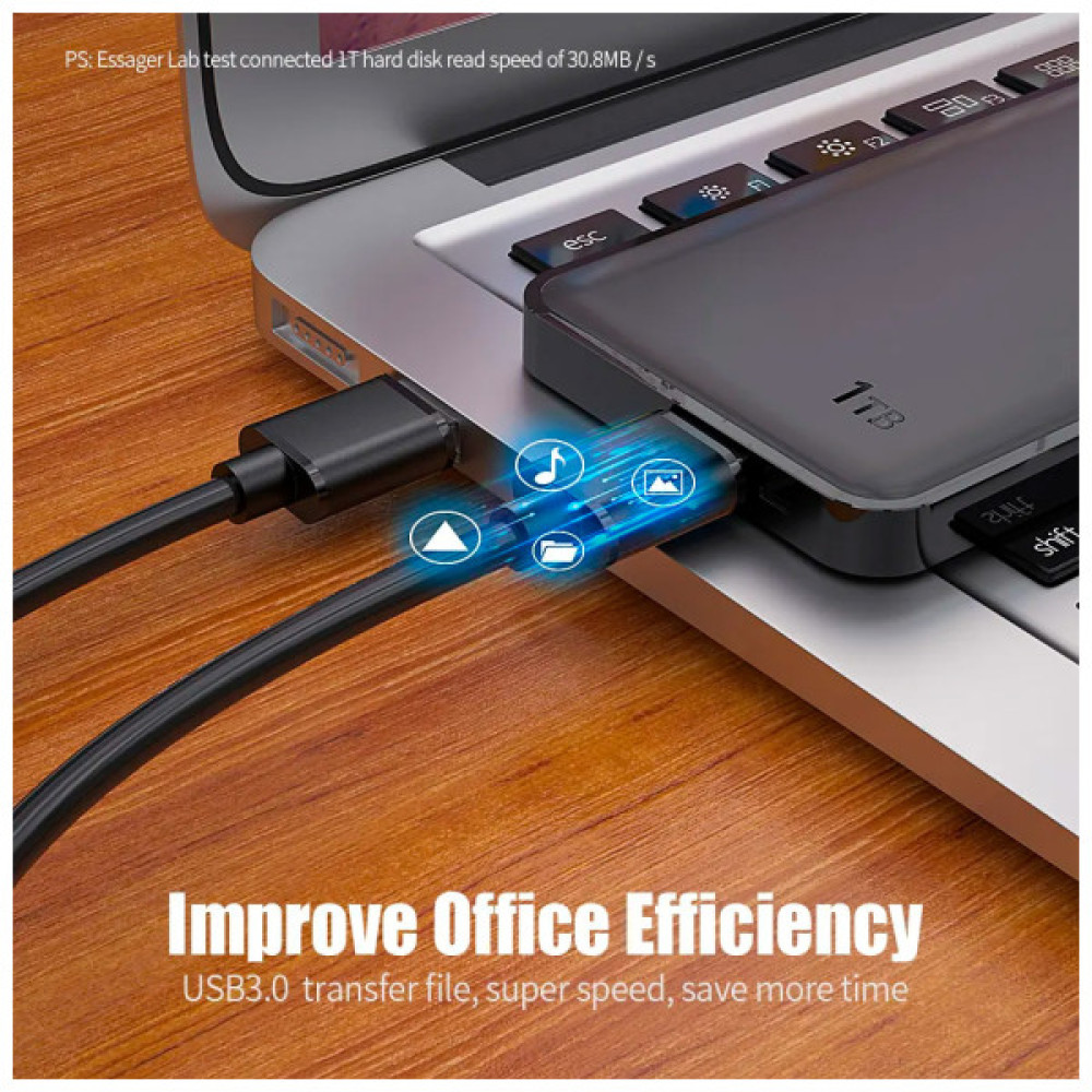 Дата кабель USB 3.0 AM/AM 2.0m 5Gbps black Essager (EXCAA-YTD01)