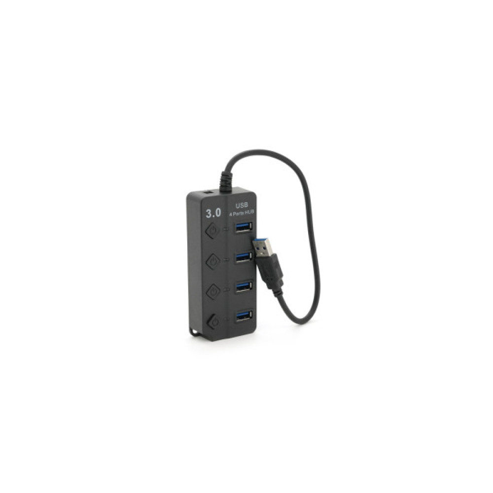Концентратор Voltronic USB 3.0 to 4xUSB with LED buttons black (YT-3H4A)