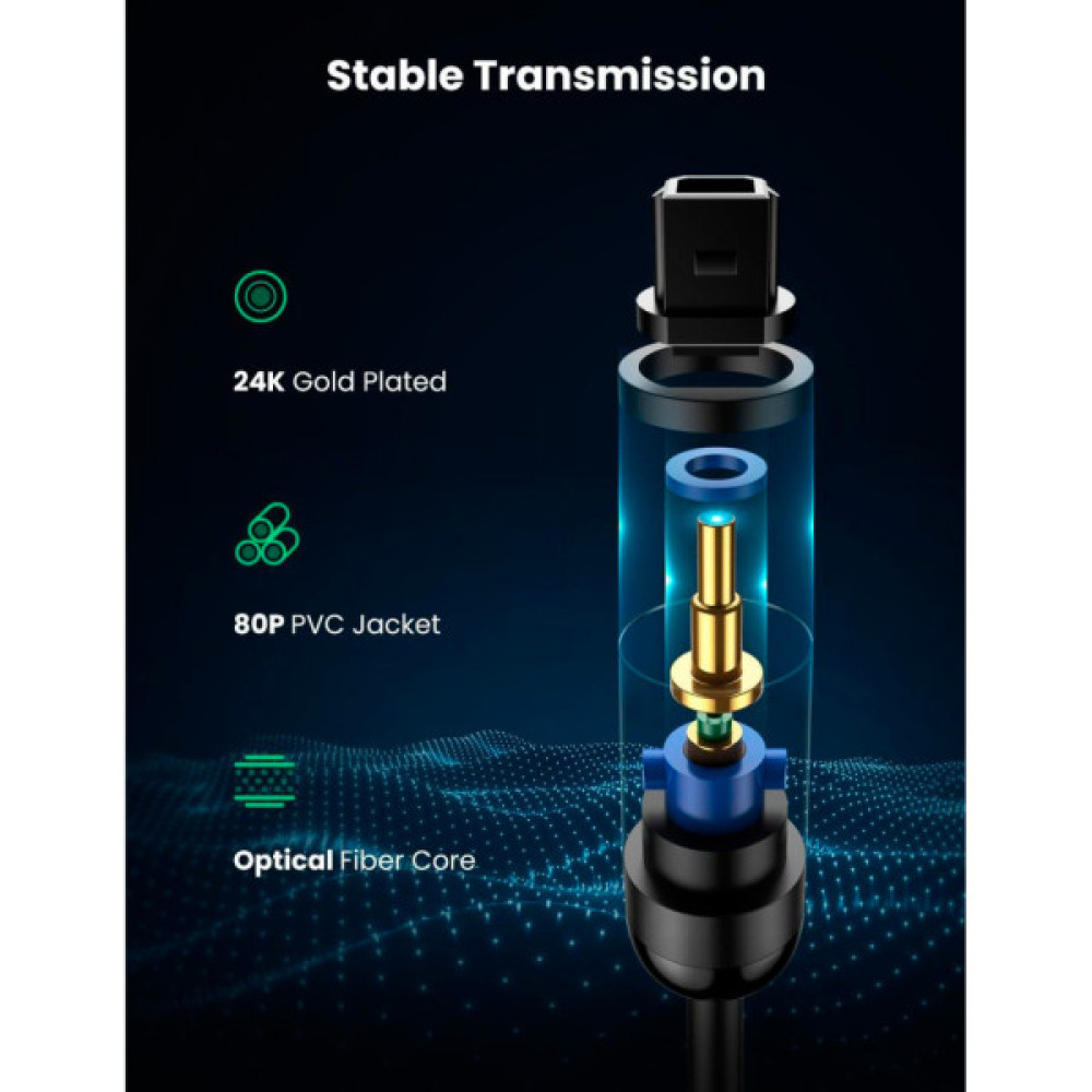 Кабель мультимедійний Optical Toslink 1.5m AV122 black UGREEN (70891)