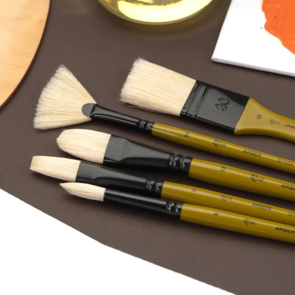 Пензлик для малювання Rosa Щетина овальна, AMBER 2306FR, №4 (4823098533443)