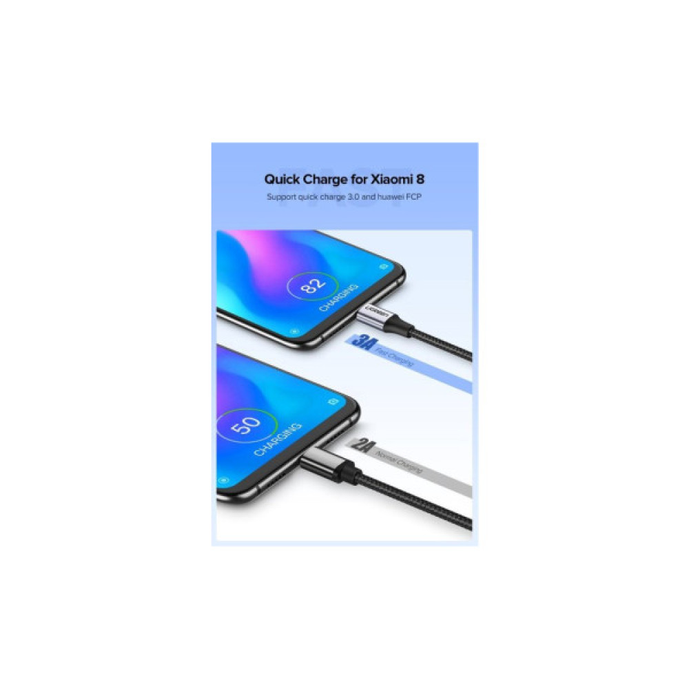 Дата кабель USB 2.0 AM to USB-C 1.5m US288 Aluminum Braid (Black) UGREEN (60127)