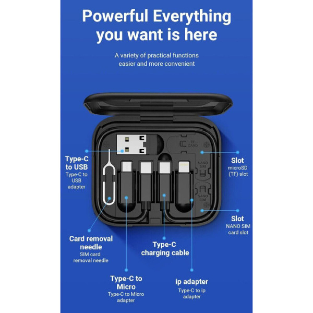 Дата кабель USB charging cable set Treasure box U114 black HOCO (6931474790750)