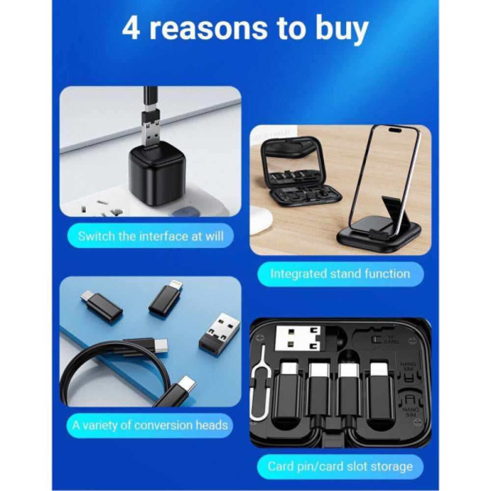 Дата кабель USB charging cable set Treasure box U114 black HOCO (6931474790750)