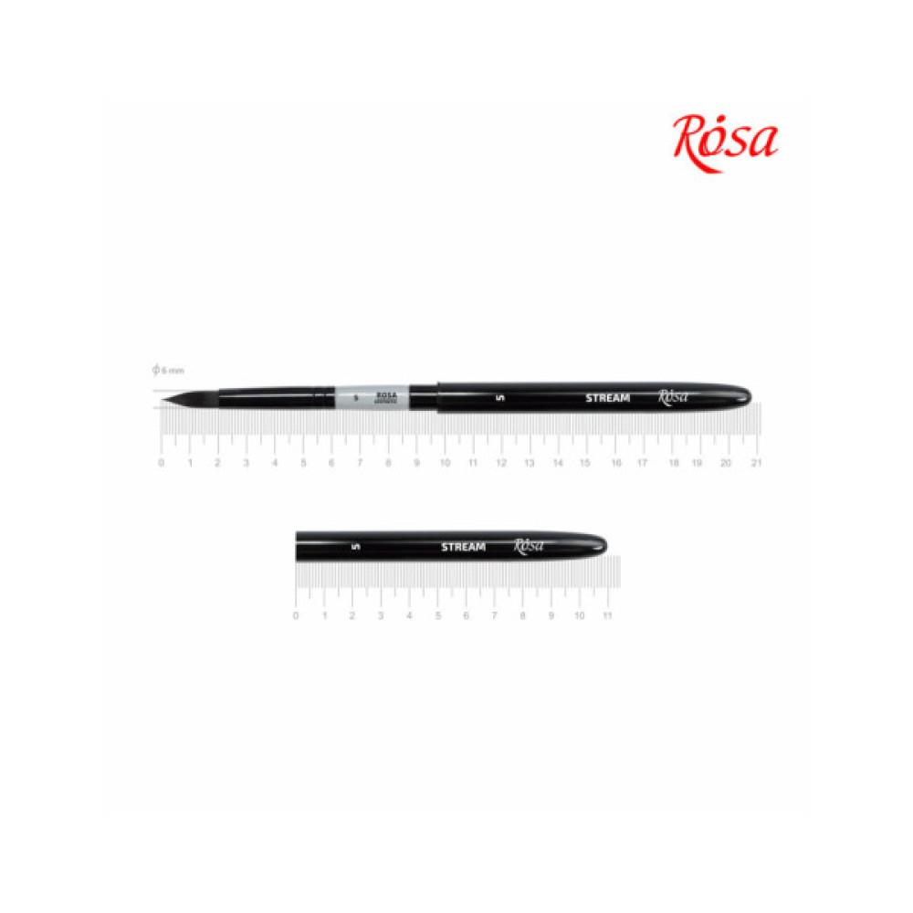 Пензлик для малювання Rosa Синтетика кругла, TRAVEL BRUSH, STREAM 158, № 5 (4823098530060)