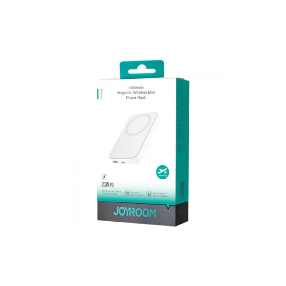 Батарея універсальна JOYROOM Magnetic Wireless 10000mAh 20W PD, QC, USB-C In/Out White (JR-W020 / 6941237119698)