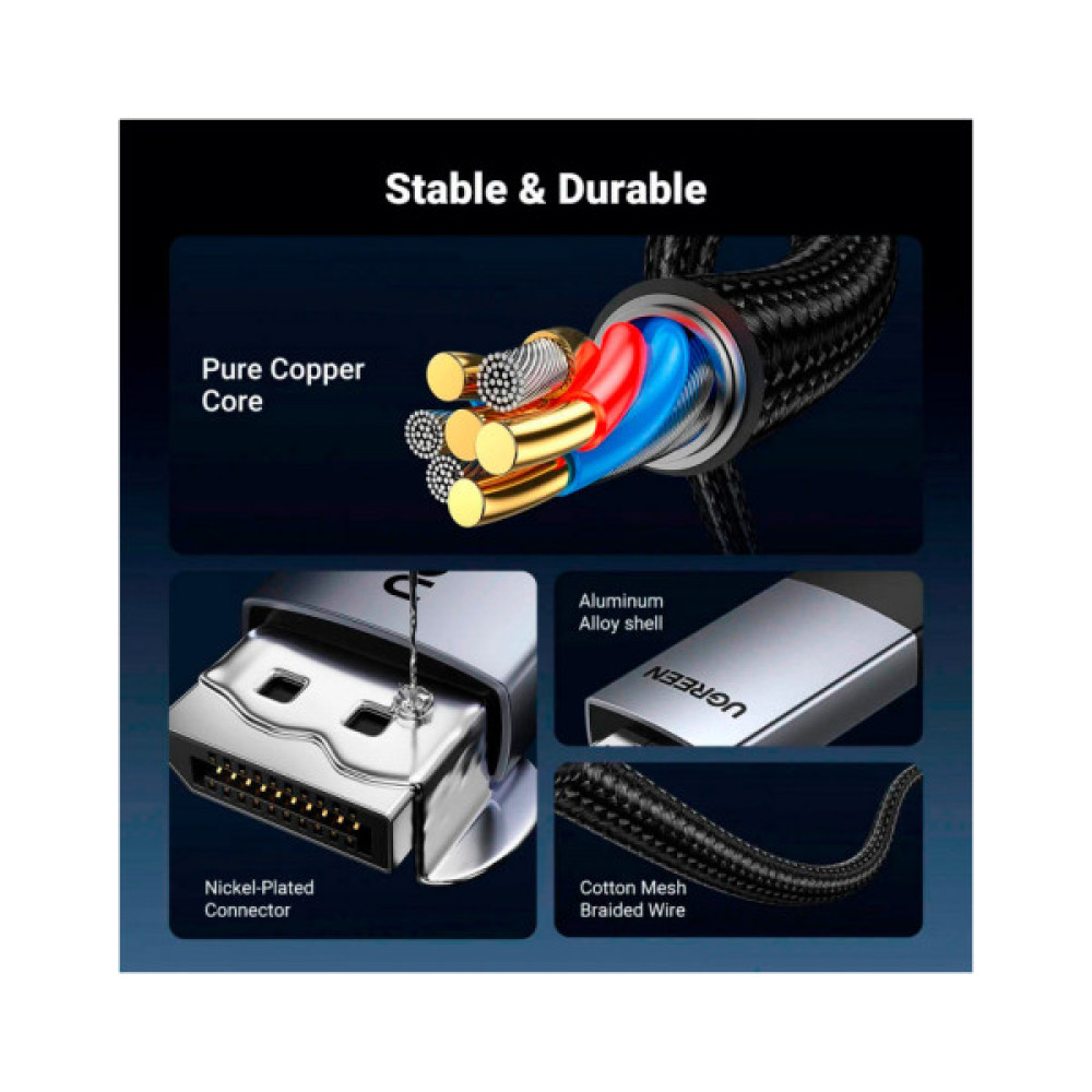 Кабель мультимедійний DisplayPort M to HDMI M 2.0m V2.0 4K60Hz DP119 black Ugreen (15774)