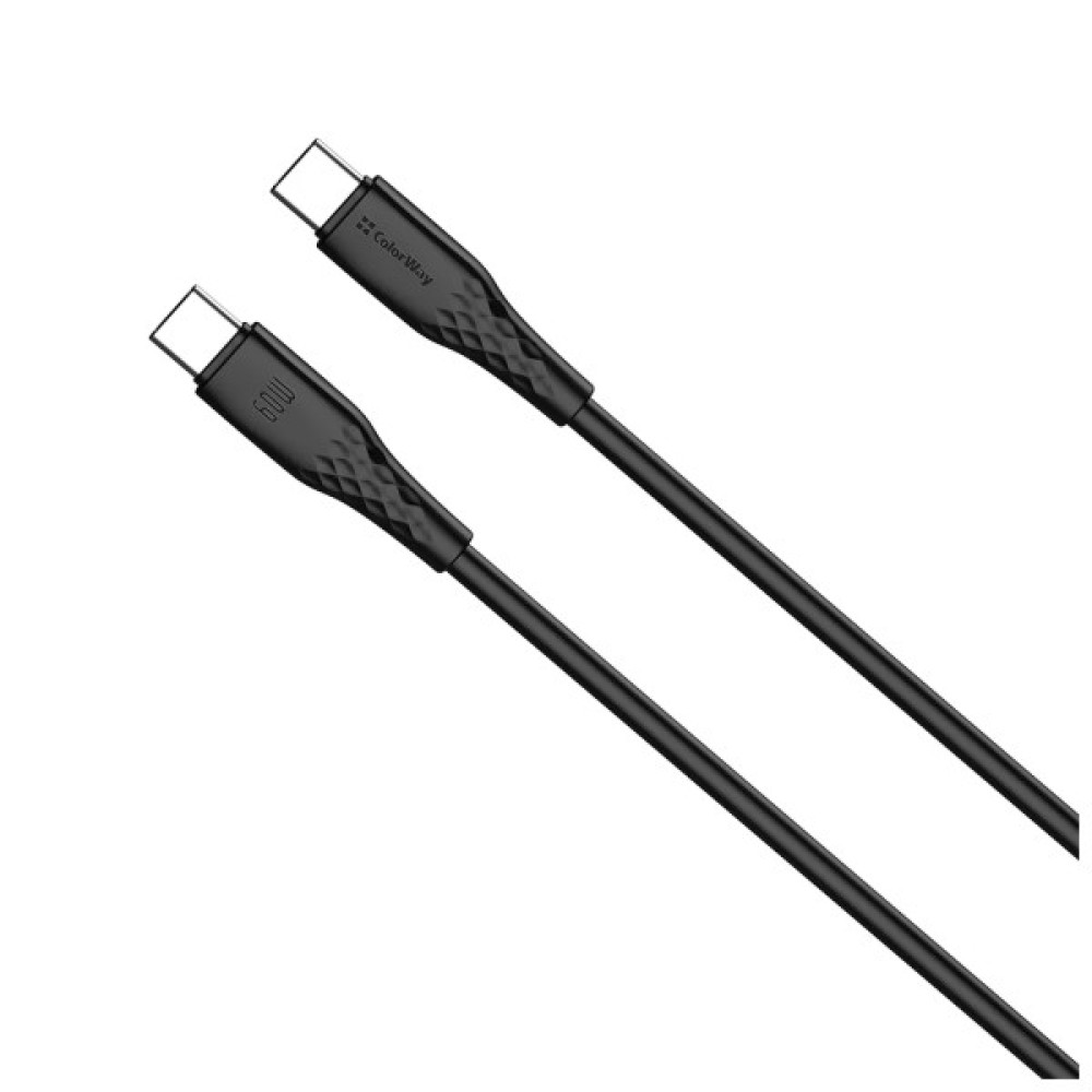 Дата кабель USB-C to USB-C 1.0m 3A 60W textured PVC black ColorWay (CW-CBPDCC094-BK)