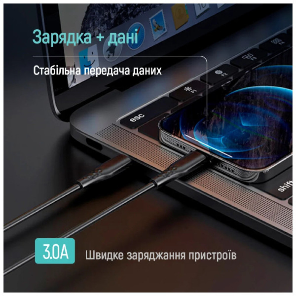 Дата кабель USB-C to USB-C 1.0m 3A 60W textured PVC black ColorWay (CW-CBPDCC094-BK)