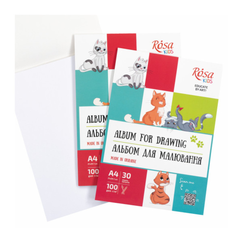 Альбом для малювання Rosa Kids склейка Cats А4 30 аркушів (4823098543039)