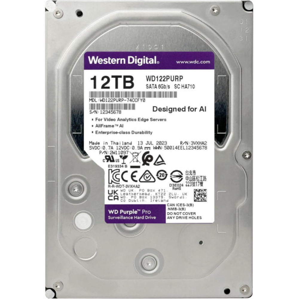 Жорсткий диск WD 12TB 3.5" 7200 512MB SATA Purple Pro Surveillance