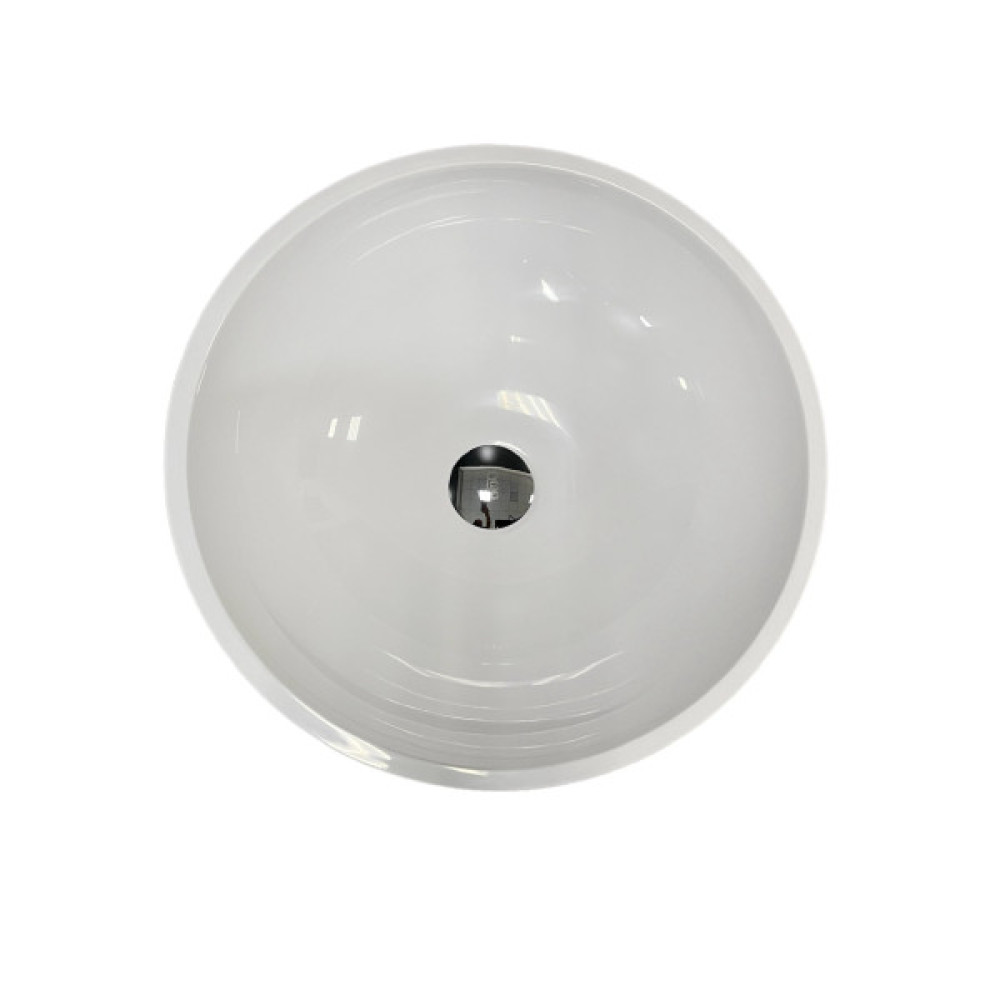 Раковина, умивальник Adamant KREIS, штучний камінь, кругла, без отвору для змішувача та переливу, 420х150мм, накладний, чорно-білий