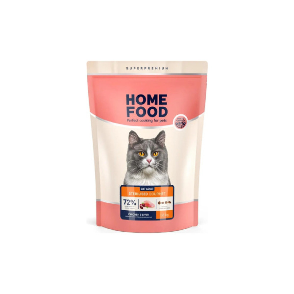 Сухий корм для кішок Home Food For sterilised з куркою та лівером 10 кг (4820235020651)
