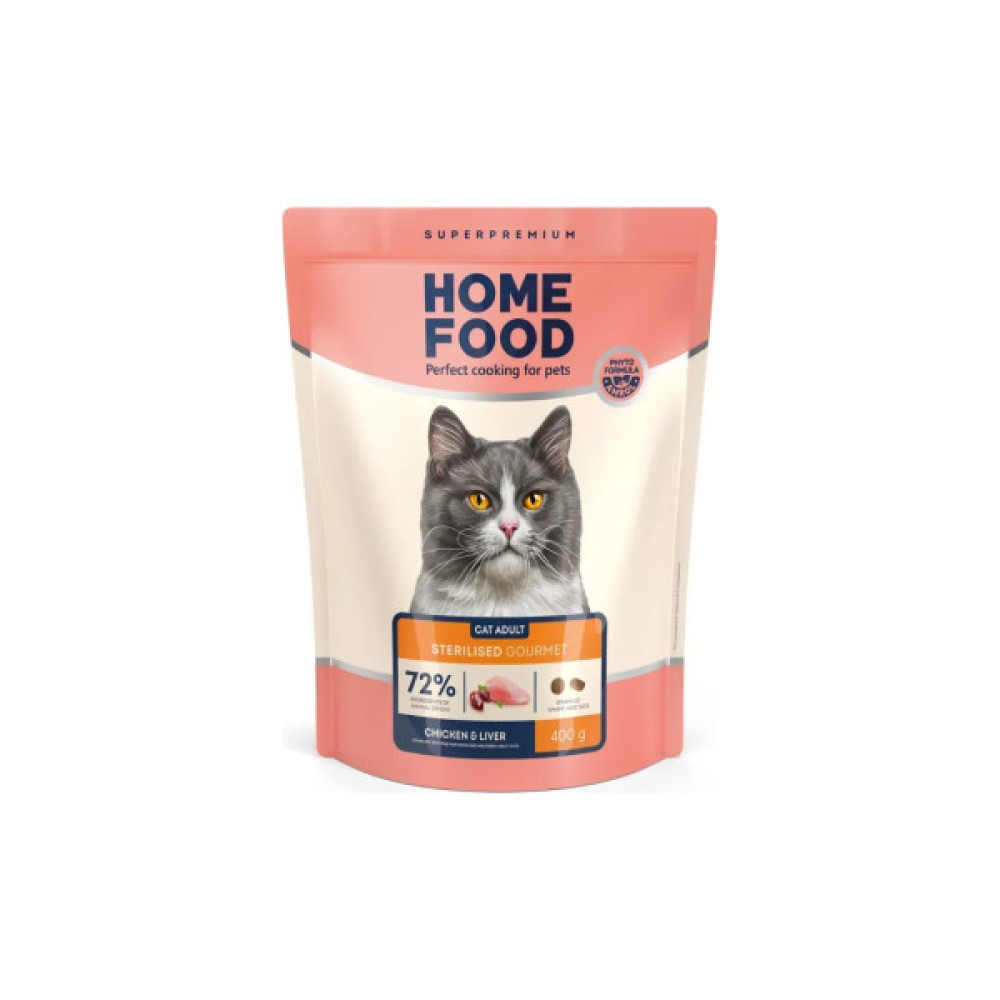 Сухий корм для кішок Home Food For sterilised з куркою та лівером 10 кг (4820235020651)