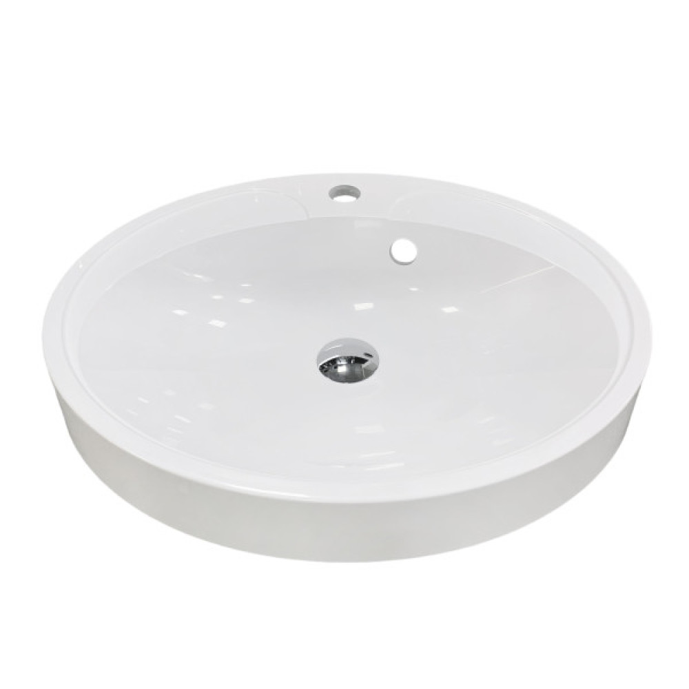 Раковина, умивальник Adamant Lauf New, штучний камінь, овальна, без отвору для змішувача, з отвором для переливу, 540х445х130мм, накладний, білий