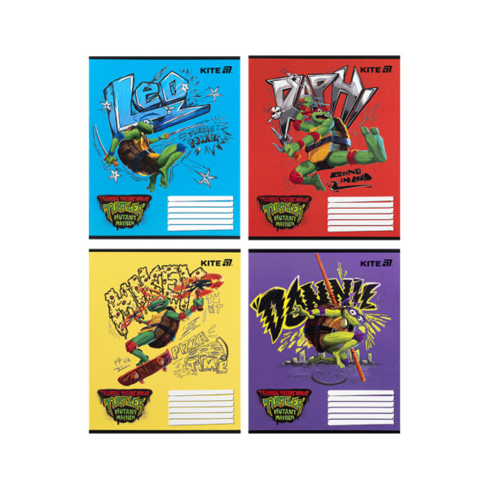 Зошит Kite Ninja Turtles, 12 аркушів, коса лінія (NT25-235)