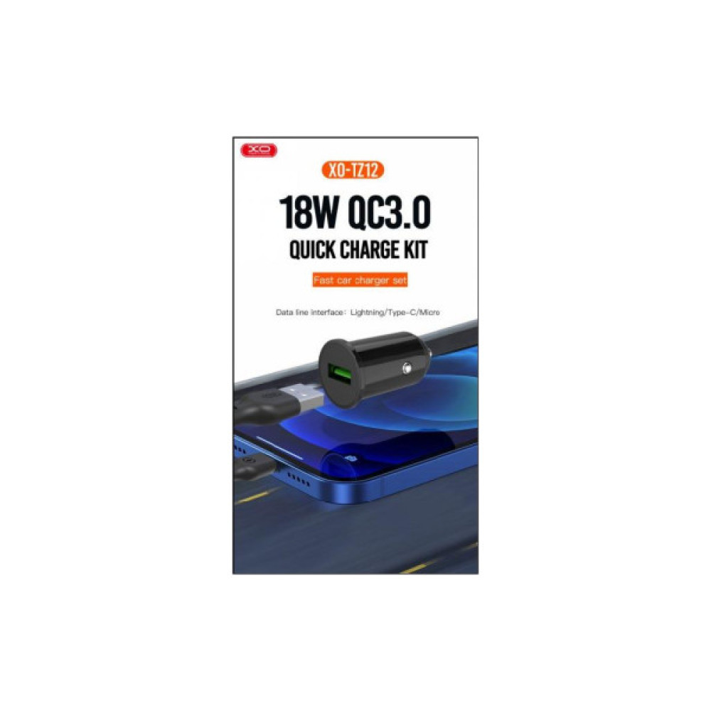 Зарядний пристрій XO TZ12 QC3.0 (1USB/18W) + USB - Type-C Black (XO-TZ12-BK)