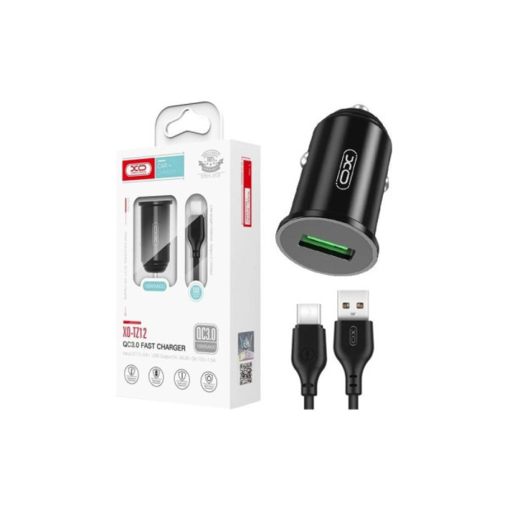 Зарядний пристрій XO TZ12 QC3.0 (1USB/18W) + USB - Type-C Black (XO-TZ12-BK)