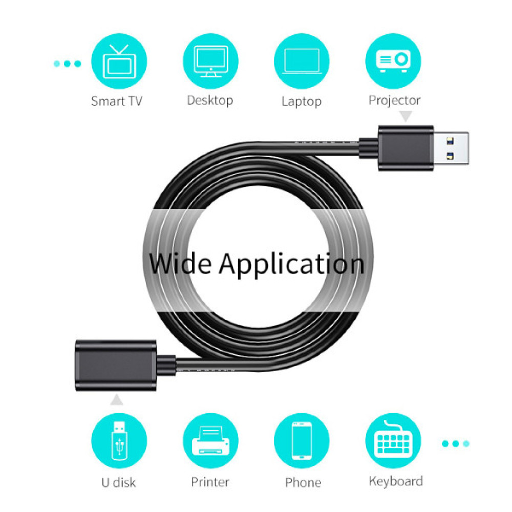 Дата кабель USB 3.0 AM/AF 3.0m Essager (EXCAM-YTD01)