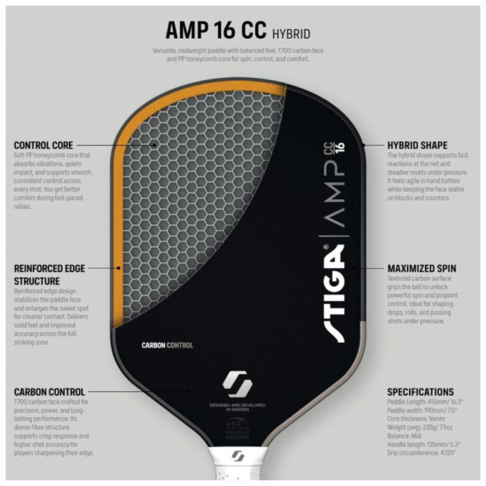 Ракетка для піклболу Stiga AMP CC 16 Hybrid (3202-0318-02) (932363)